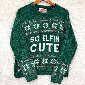 Happy Holidays Urban Heritage Women's Christmas Ugly Sweater So Elfin Cute M